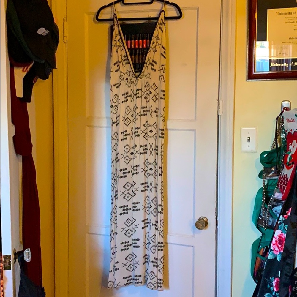 Beige and Black Boho Maxi Dress